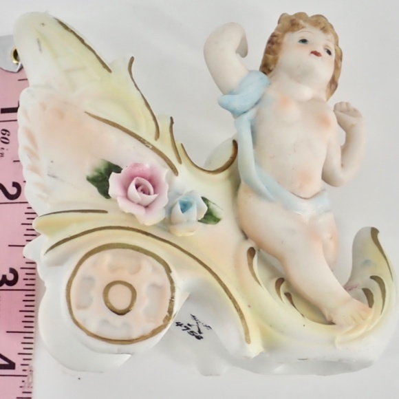 Antique Bisque Figure Collectible BABY Cherub & Carriage 4" x 4" DECOR STATUETTE - Picture 13 of 14